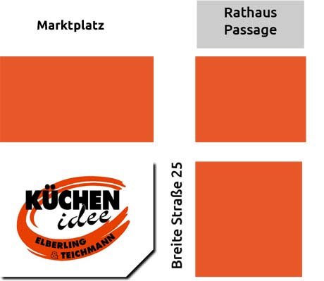 Lageskizze: KÜCHENidee in der Breiten Straße 25 nahe Marktplatz und Rathaus-Passage